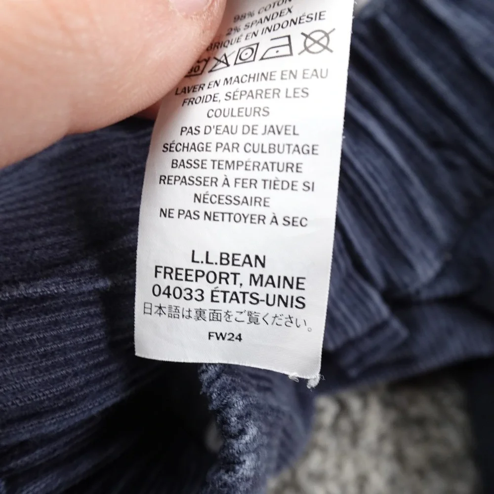 LL Bean Pants Mens M Blue‎ Beanflex Corduroy Cord Chino Drawstring Hike Stretch